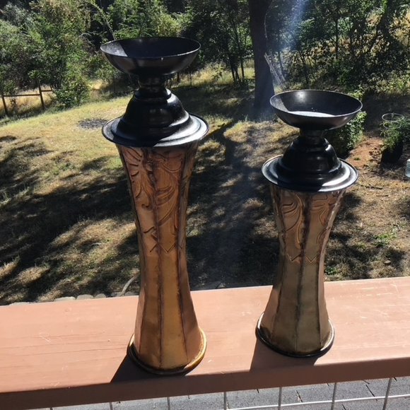 Tall Art Nuevo Candle Holders 17" & 14"